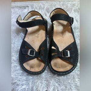 Finn Comfort Women Size US 8.5 Black Leather Open Toe Sandals Made in Germany